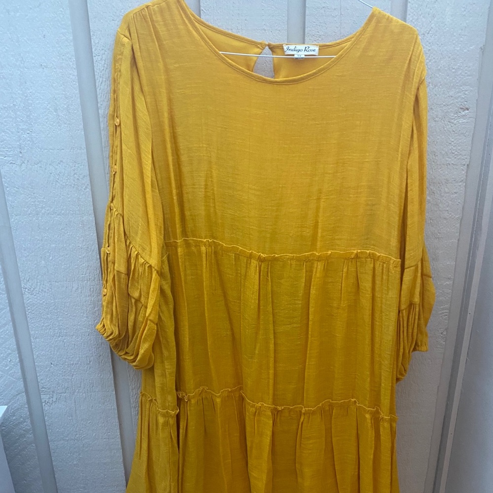 ✨Mustard yellow Flowy dress, size 3XL